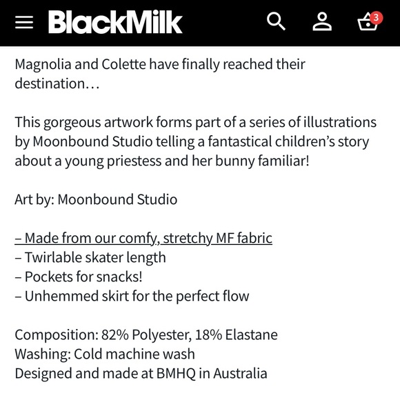 Blackmilk “MAGNOLIA CASTLE POCKET Moonbound Studio SKATER SKIRT” Size Large NWT - Picture 9 of 15